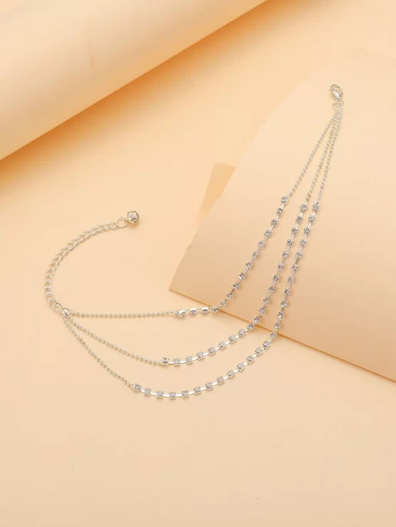 Rhinestone Glamorous Layered Decor Anklet - Image 2