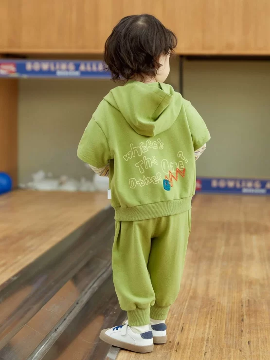 Toddler Boys Cartoon Embroidery Hoodie & Pants Set - Image 2