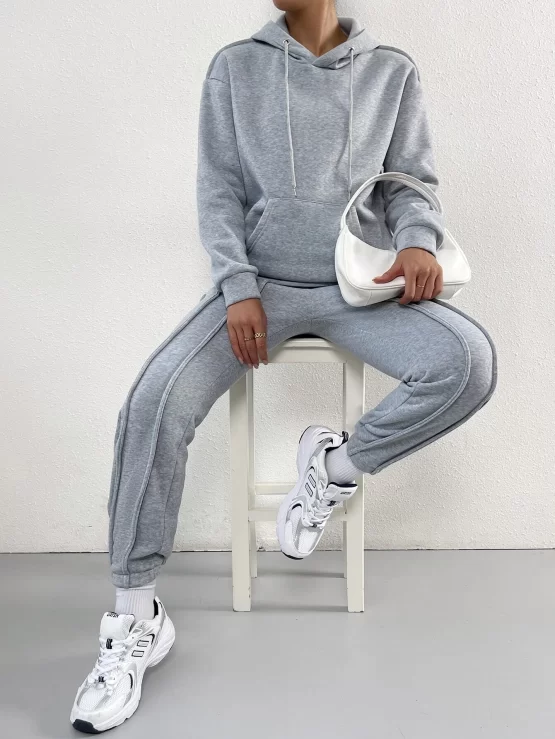 Drop Shoulder Drawstring Hoodie & Sweatpants - Image 2