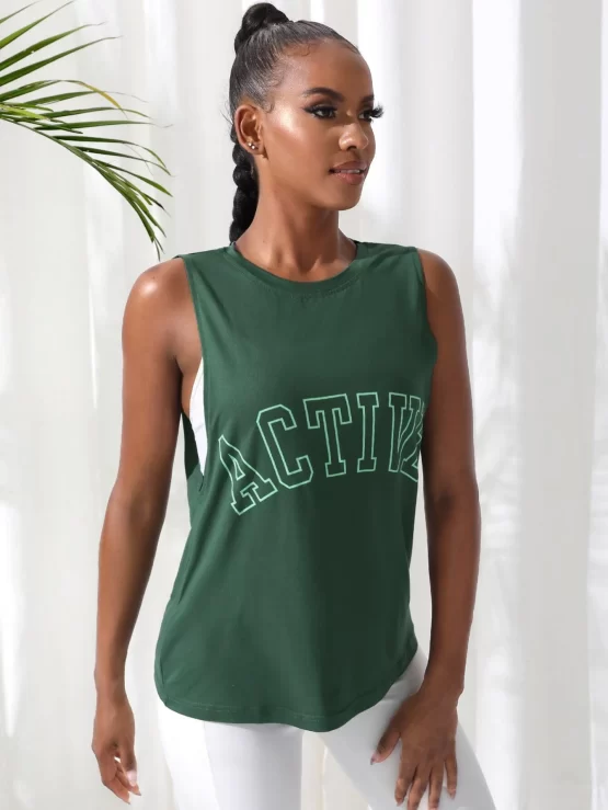Letter Regular Graphic Sports Tank Top - Image 2