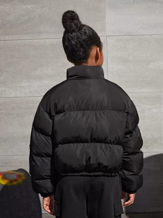 Girls Zipper Front Reversible Puffer Coat - Image 2