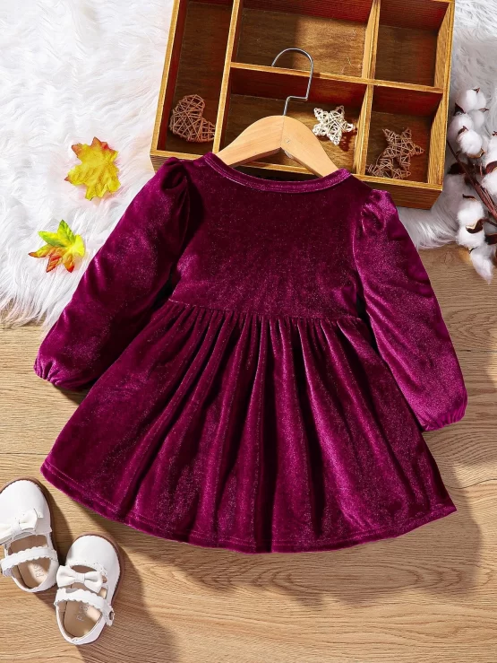 Baby Bow Front A Line Puff Sleeve Dress - Image 3