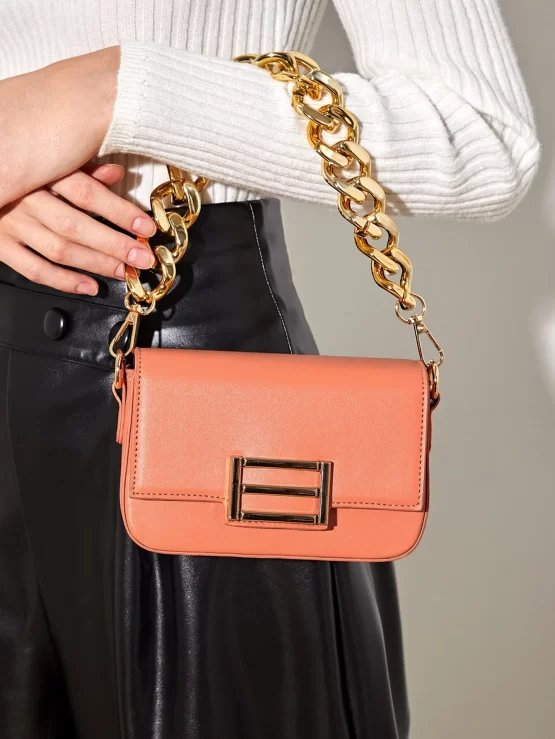 Mini Metal & Chain Decor Square Bag - Image 2