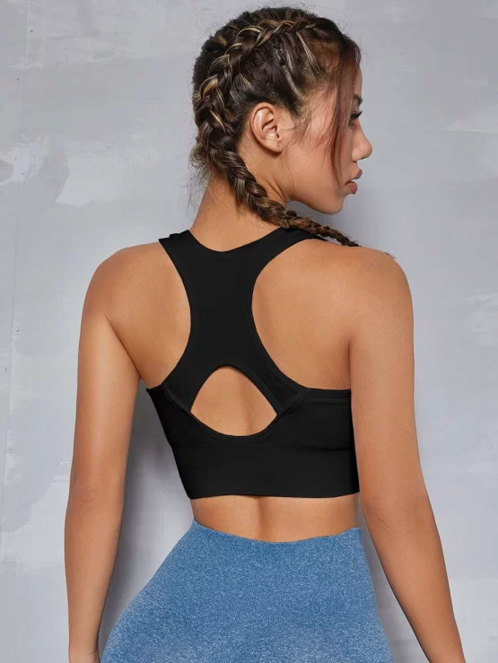 Cut Out Back Ruched Zipper Up Sports Bra - Image 7