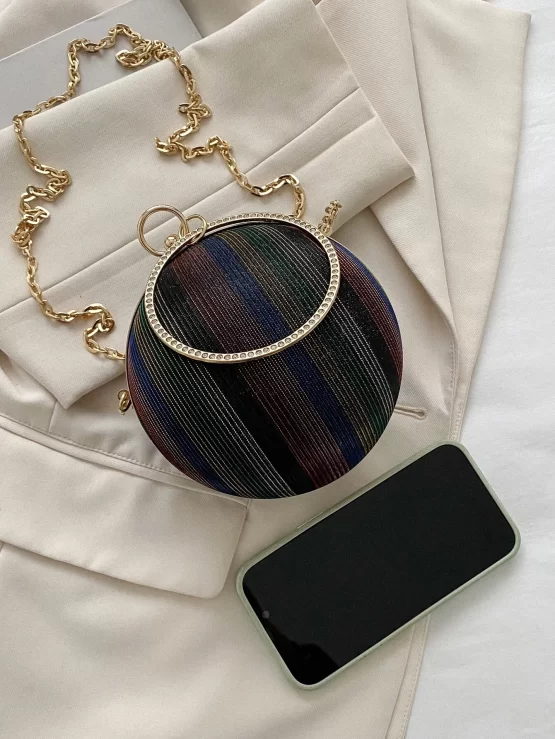 Mini Glitter & Top Ring Design Chain Circle Bag - Image 3