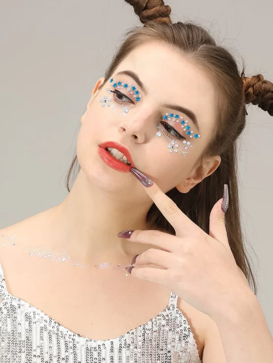 One Sheet Rhinestone Tattoo Facial Sticker - Image 2