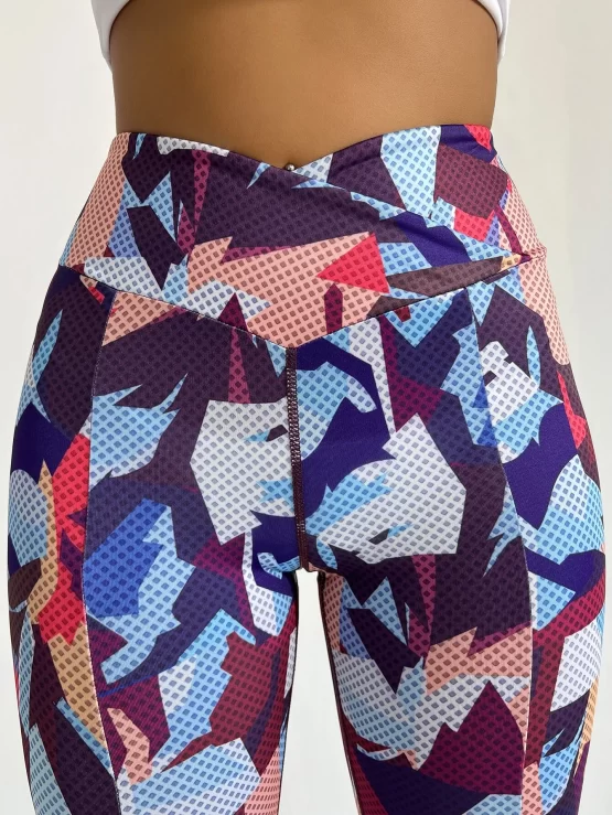All Over Print Split Hem Sports Leggings - Image 2