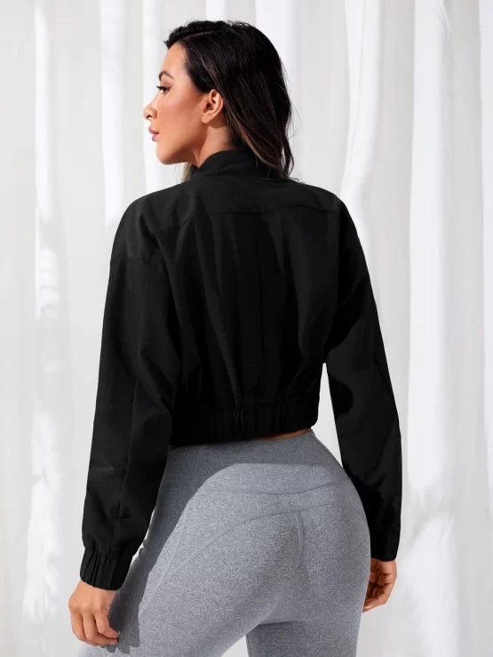Drop Shoulder Zip Up Crop Sports Jacket - Image 2