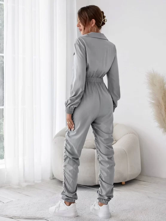Zipper Up Pocket Drop Shoulder Cami Jumpsuit - Image 2