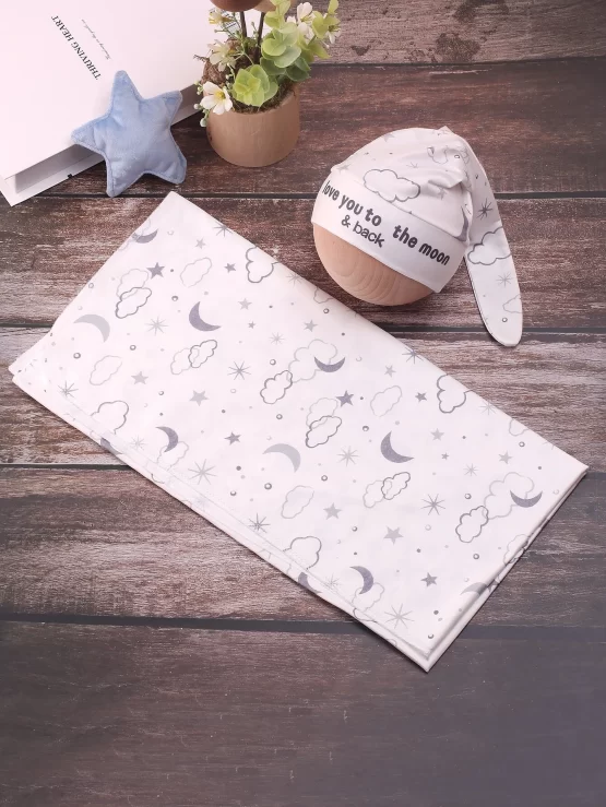 Newborn Galaxy Print Design Blanket & Hat Photography Prop - Image 2