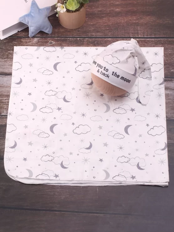 Newborn Galaxy Print Design Blanket & Hat Photography Prop - Image 3
