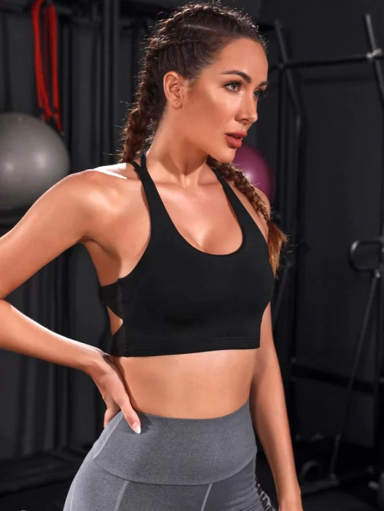 Criss Cross Lace-up Backless Sports Bra - Image 3