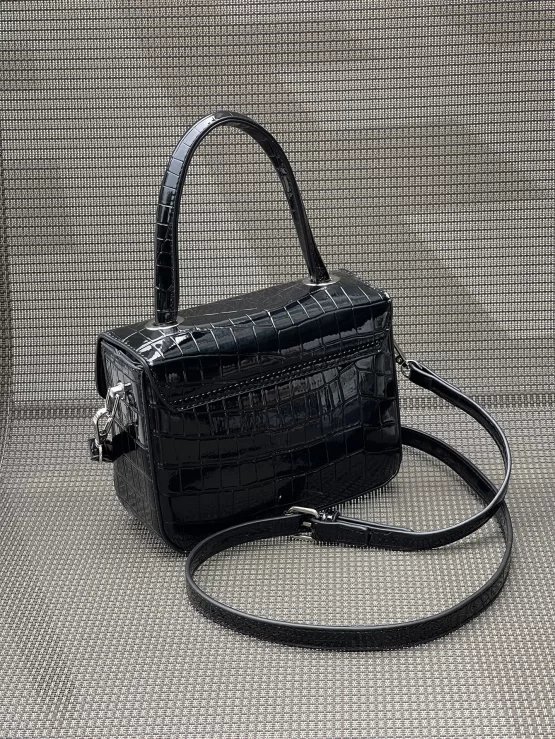 Crocodile Embossed Mini Flap Square Bag - Image 5