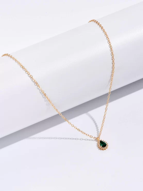 Cubic Zirconia Water-drop Pendant Necklace - Image 3