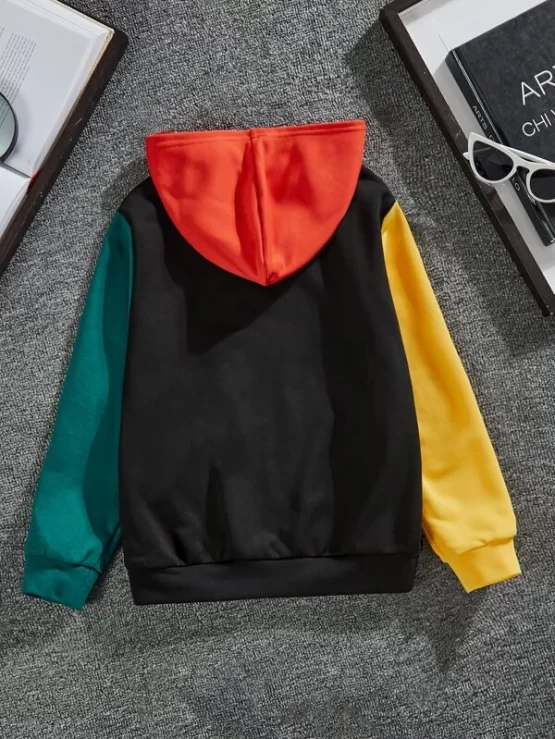 Boys Color Block Letter Zip Up Graphic Hoodie - Image 2
