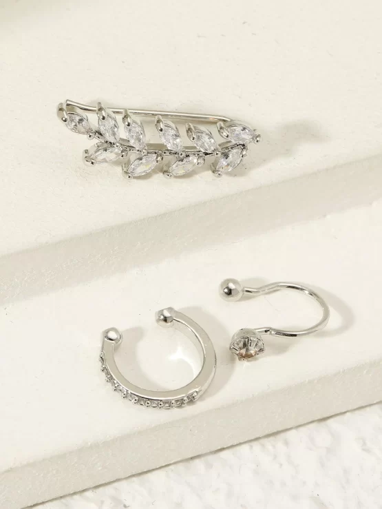 Three Pieces Cubic Zirconia Decor Ear Cuff - Image 5