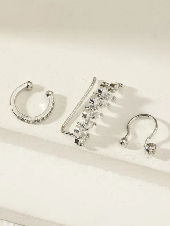 Three Pieces Cubic Zirconia Decor Ear Cuff - Image 4