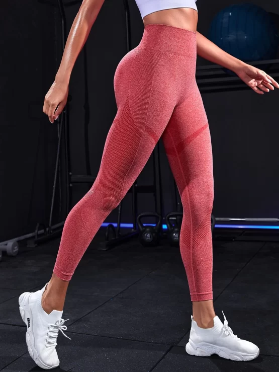 Color Block Wide Waistband Sports Leggings - Image 2