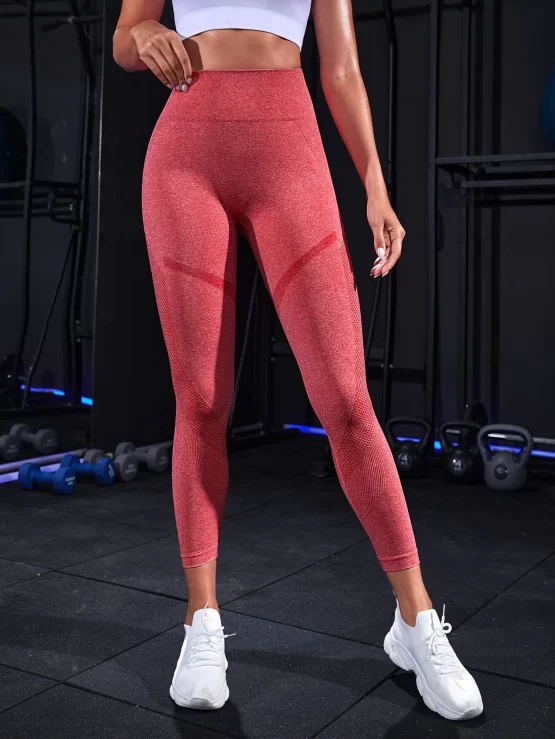Color Block Wide Waistband Sports Leggings - Image 3