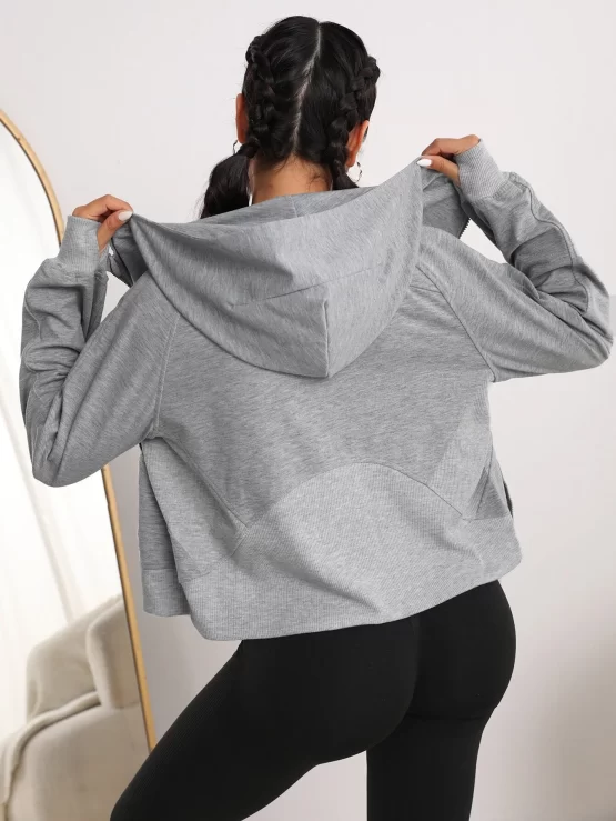 Raglan Sleeve Zip-Up Hoodie Sports Jacket - Image 2