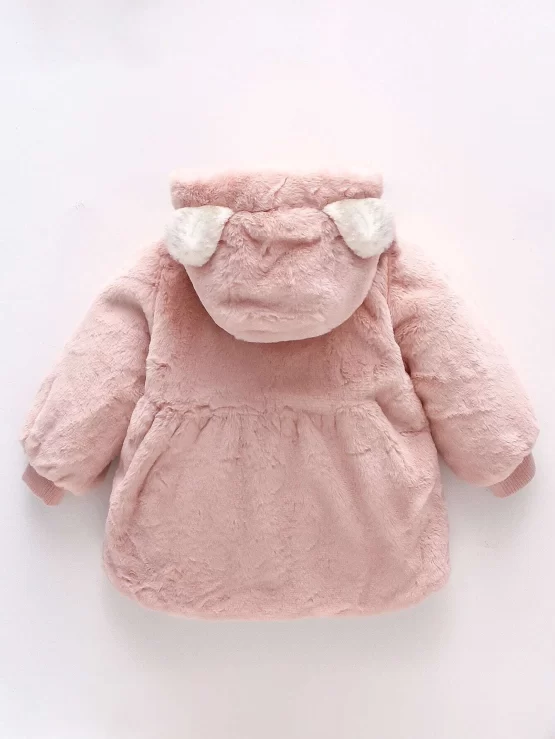 Baby 3D Ear Design Teddy Hooded Coat With Bag - Image 2