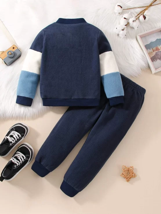 Toddler Boys Color Block Bomber Jacket & Pants - Image 2