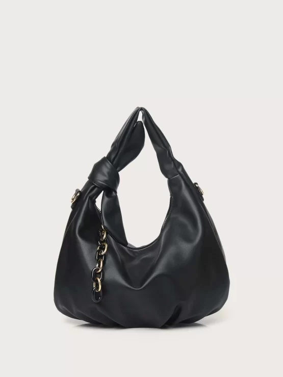 Bow Decor Elegant Top Handle Ruched Bag - Image 3