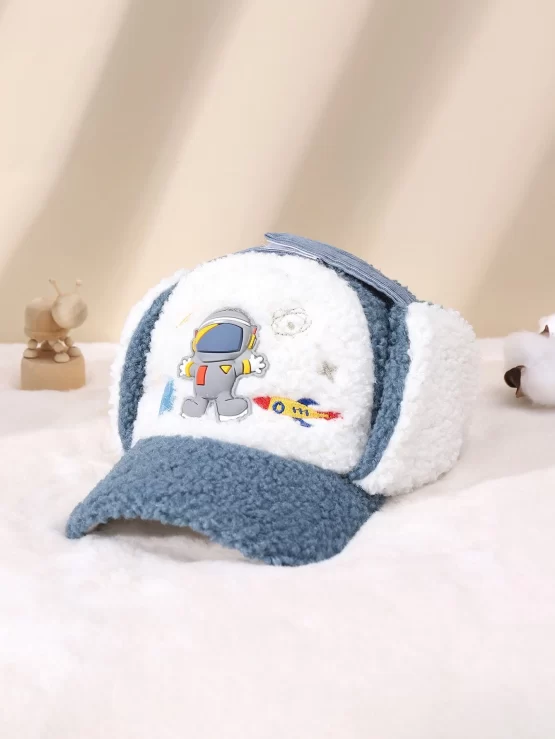 Toddler Boys Astronaut Rocker Embroidered Fuzzy Decor Hat - Image 3