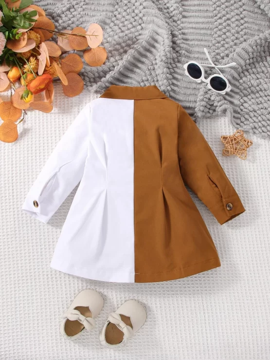 Baby Two Tone Fold Pleated Shirt Sleeve Dress - Image 2