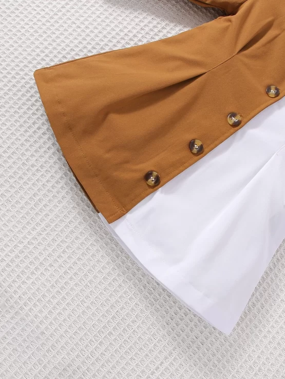 Baby Two Tone Fold Pleated Shirt Sleeve Dress - Image 3