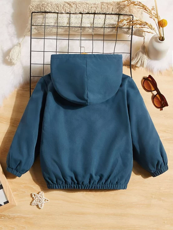 Toddler Boys Patch Detail Color Block Hooded Jacket - Image 3