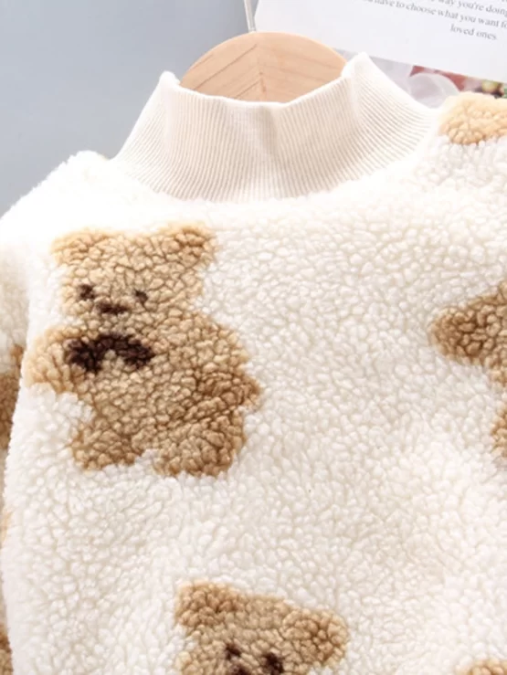 Toddler Boys Bear Print Flannel Sweatshirt & Sweatpants - Image 2