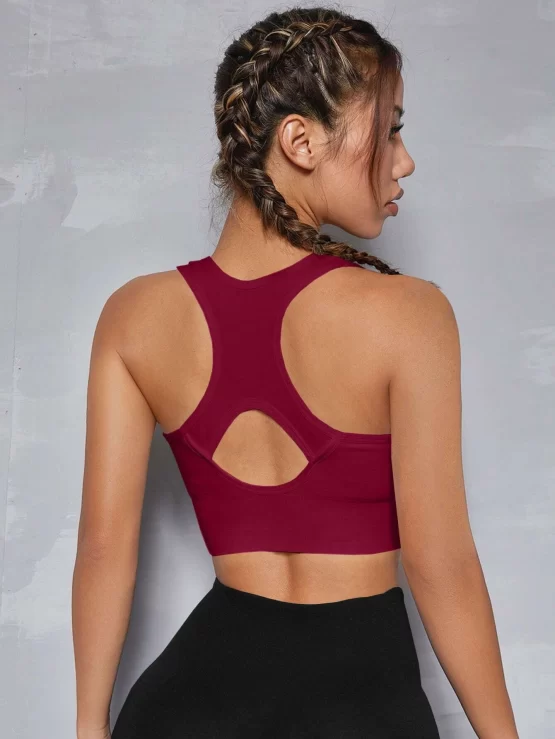 Cut Out Back Ruched Zipper Up Sports Bra - Image 10