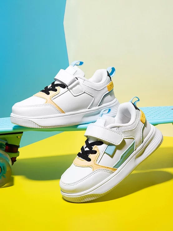 Boys Colorblock Lace-up Front Hook-and-loop Fastener Strap Sneakers
