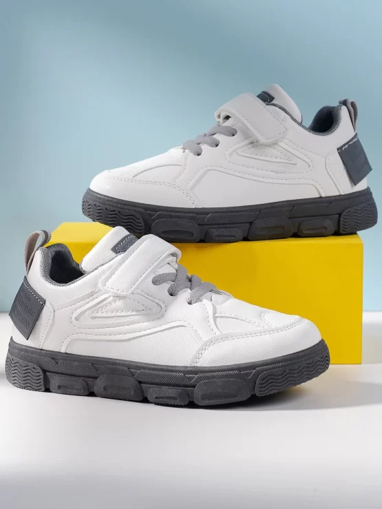 Boys Lace Up Decor Hook-and-loop Fastener Strap Sneakers