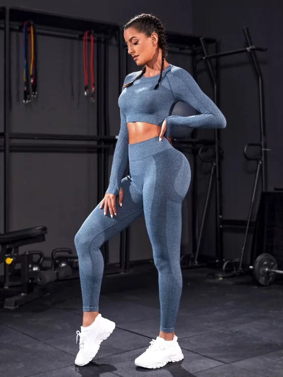 Seamless Raglan Round Neck Sleeve Sports Set