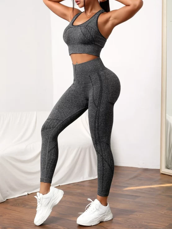 Contrast Binding Racer Backless Sports Set