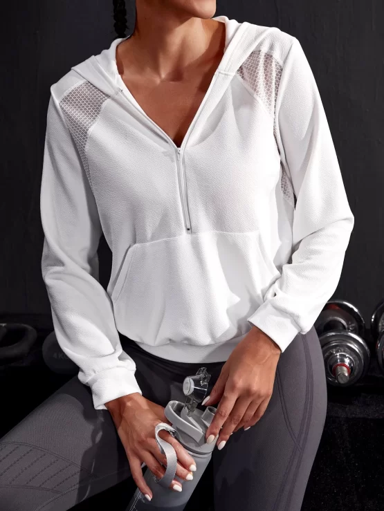 Kangaroo Pocket Contrast Mesh Sports Hoodie