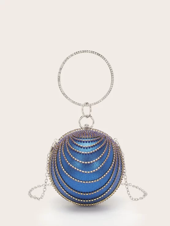 Mini Rhinestone Decor Top Ring Circle Bag