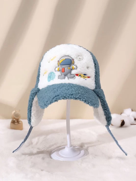 Toddler Boys Astronaut Rocker Embroidered Fuzzy Decor Hat
