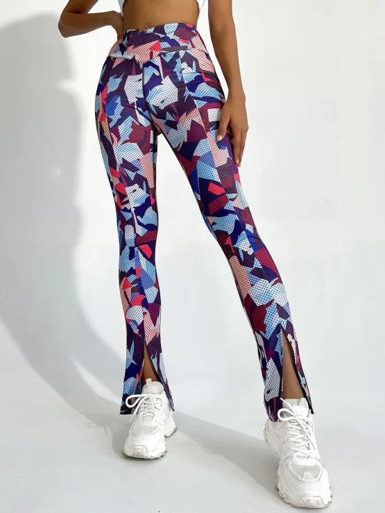 All Over Print Split Hem Sports Leggings