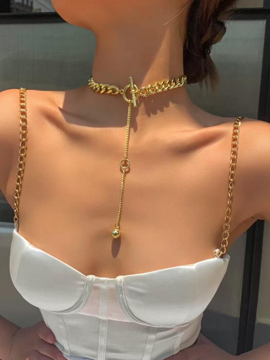 Ball Fashionable Yellow Gold Charm Chain Choker