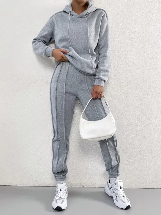 Drop Shoulder Drawstring Hoodie & Sweatpants