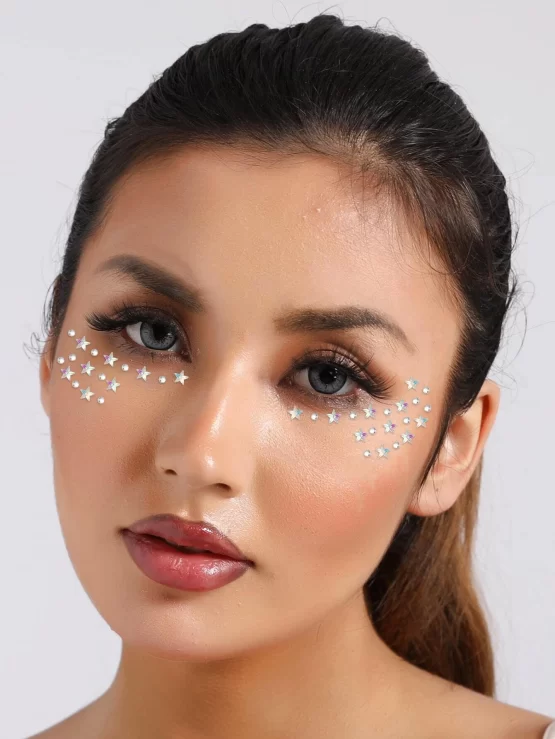 One Sheet Star Design Rhinestone Tattoo Facial Sticker
