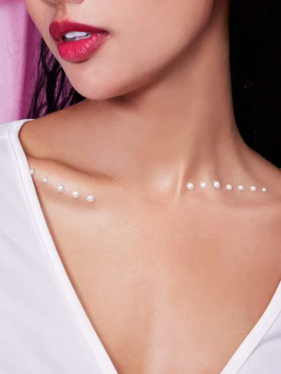 ROMWE Sweetness One Sheet Faux Pearl Eye Tattoo Facial Sticker