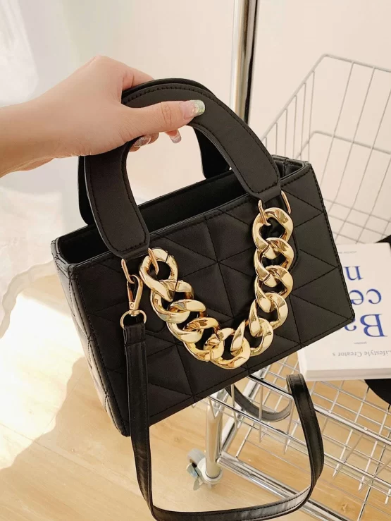 Chain Decor Fashionable Quilted Square Bag