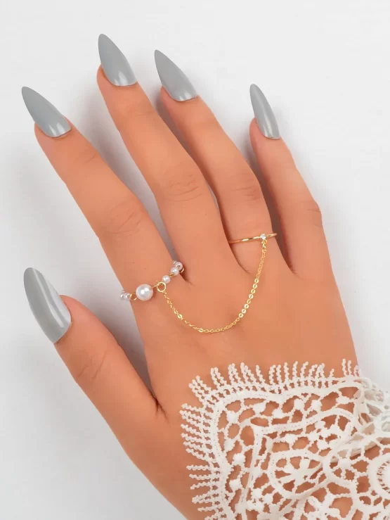 Faux Pearls Fashionable Mittens Decor Ring