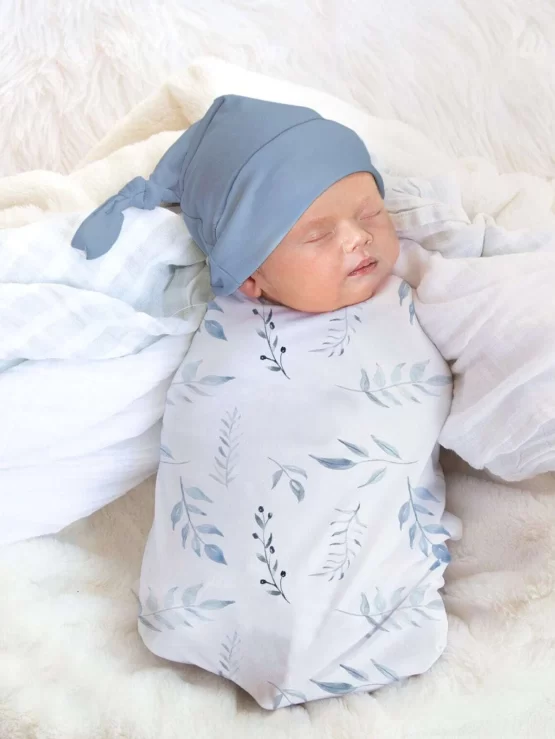 Newborn Photography Plant Print Design Blanket & Hat Prop