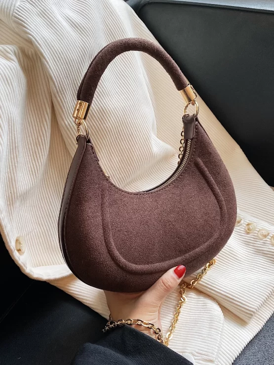 Embossed Detail Faux Suede Hobo Bag