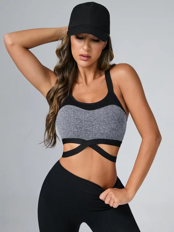 Criss Cross Backless Cut Out Sports Bra